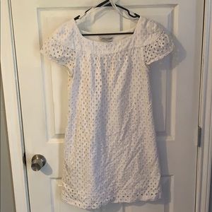 white eyelet shift mini dress